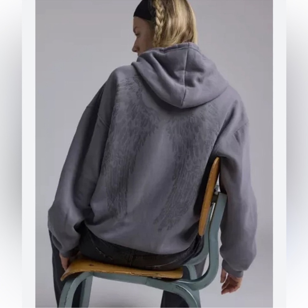 Gray Hoodie with Angel Wings Design - Picture 2 of 5
